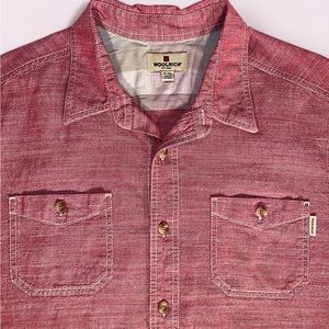 COPY - Woolrich Men’s XL Short sleeve Button up Red/ Pink contrast stitching